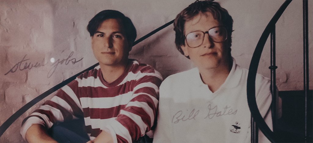 A young Bill Gates and Steve Jobs together